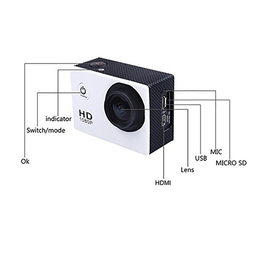 Camera hành động thể thao ngoài trời kèm vỏ chống nước khi lặn camera hành trình 1080 A1S giá rẻ Phặn Phặn