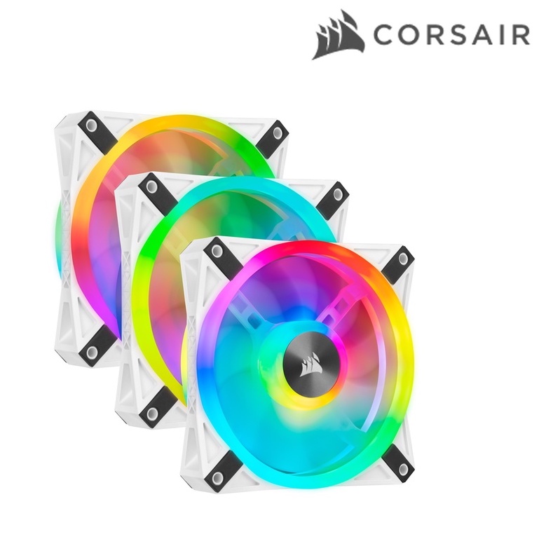 Bộ 3 quạt máy tính 120mm Corsair QL120 WHITE PRO RGB LED kèm Node CORE