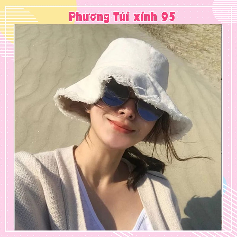 Mũ bucket mũ tai mèo tua rua vành tròn loại đẹp dành cho nam nữ Phuongtuixinh MVT02