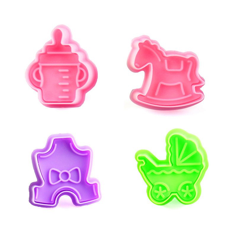 Set 4 khuôn cắt kẹo mềm trang trí bánh tạo hình dễ thương