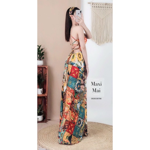 MẪU HOT MAXI NỮ HAI DÂY THỔ CẨM DÂY ĐAN LƯNG QUYẾN RŨ ĐI BIỂN SIÊU HOT