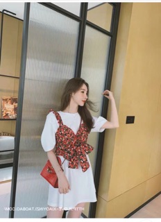 SET ĐẦM THUN KÈM TAG HOA CỘT NƠ