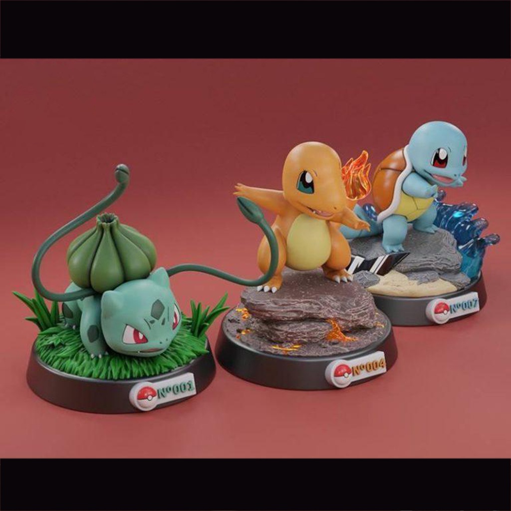 Mô Hình Charmander Bulbasaur Squirtle Pokemon  Bằng Chất Liệu Nhựa Resin - Cao 12 cm
