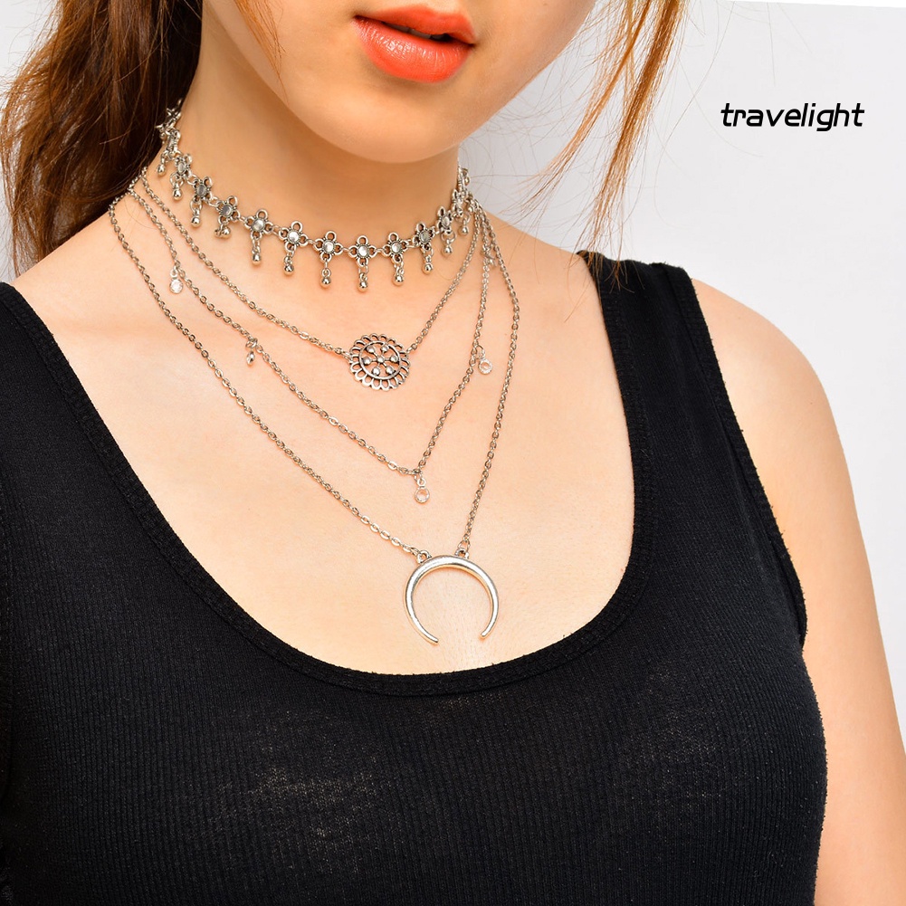 (Travelight) 1 Vòng Cổ Choker Nhiều Lớp Phong Cách Boho Cổ Điển
