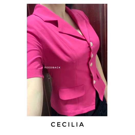 Áo sơ mi cổ vest francesca by cecilia, có đệm vai định hình - ảnh sản phẩm 8