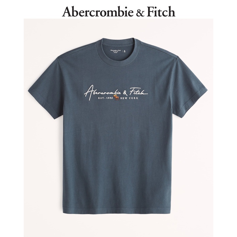 Áo thun tay ngắn cổ tròn in chữ Abercrombie&Fitch cho nam