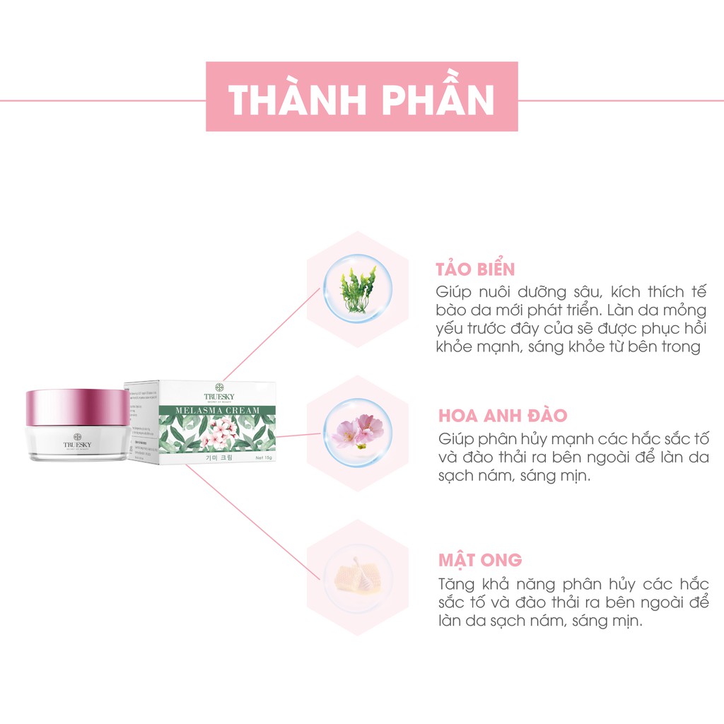 Bộ sản phẩm làm mờ nám da mặt Truesky V01 gồm 1 kem giảm nám da Melasma Cream 15g và một sữa rửa mặt nha đam 60ml | BigBuy360 - bigbuy360.vn