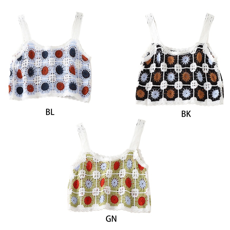 Áo Croptop Dệt Kim Không Tay In Họa Tiết Hình Học Nhiều Màu Sắc Phong Cách Boho Cổ Điển Cho Nữ