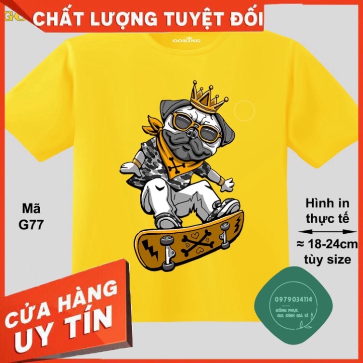 Áo thun giá sỉ King Dog, mã G77. Áo thun trẻ em in siêu đẹp cho bé trai. Áo phông thoát nhiệt GOKING hàng hiệu cao cấp