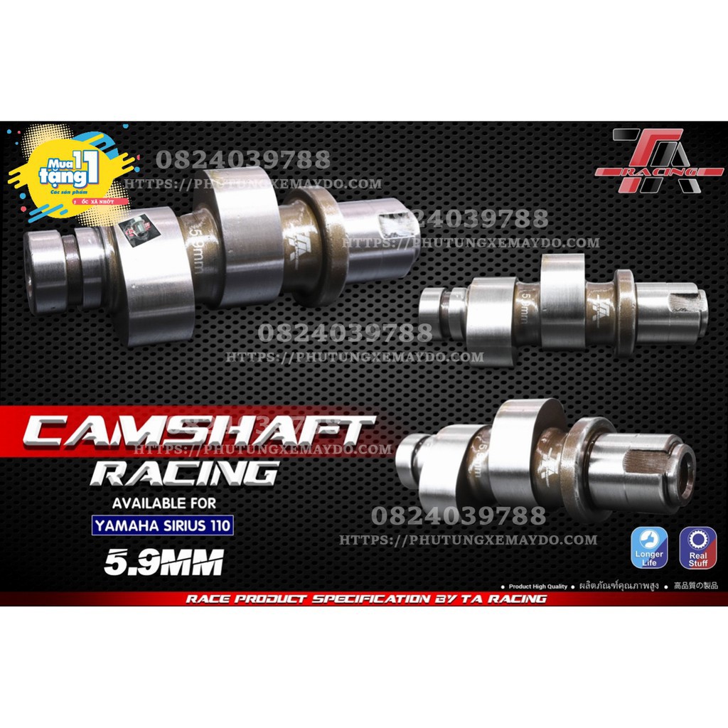 CỐT CAM CHO SIRIUS HÃNG TA RACING 4.9->5.9MM