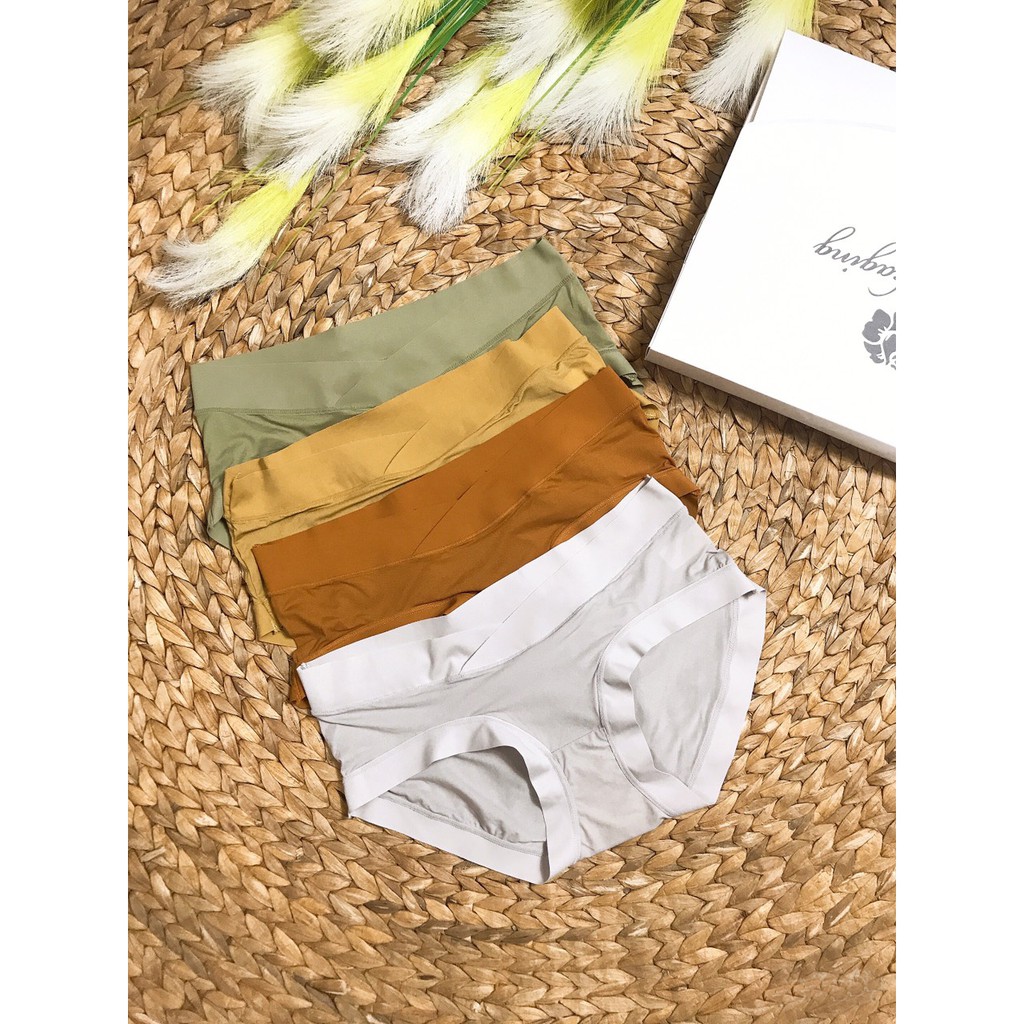 SET 4 QUẦN LÓT BẦU VÀ SAU SINH CẠP CHÉP KHÔNG ĐƯỜNG MAY CHẤT TƠ LẠNH KHÁNG KHUẨN 85KG