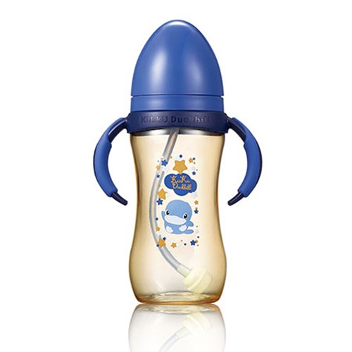 Bình sữa cổ rộng nhựa PPSU có tay cầm KU.KU DUCKBILL ku5858 280ml