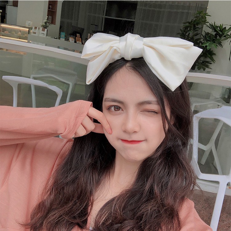 Bờm/ Băng đô nơ bản to lụa satin Miro girl