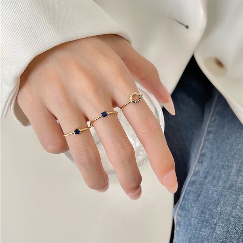 Bộ 3 Nhẫn Hợp Kim Đính Đá Thời Trang
