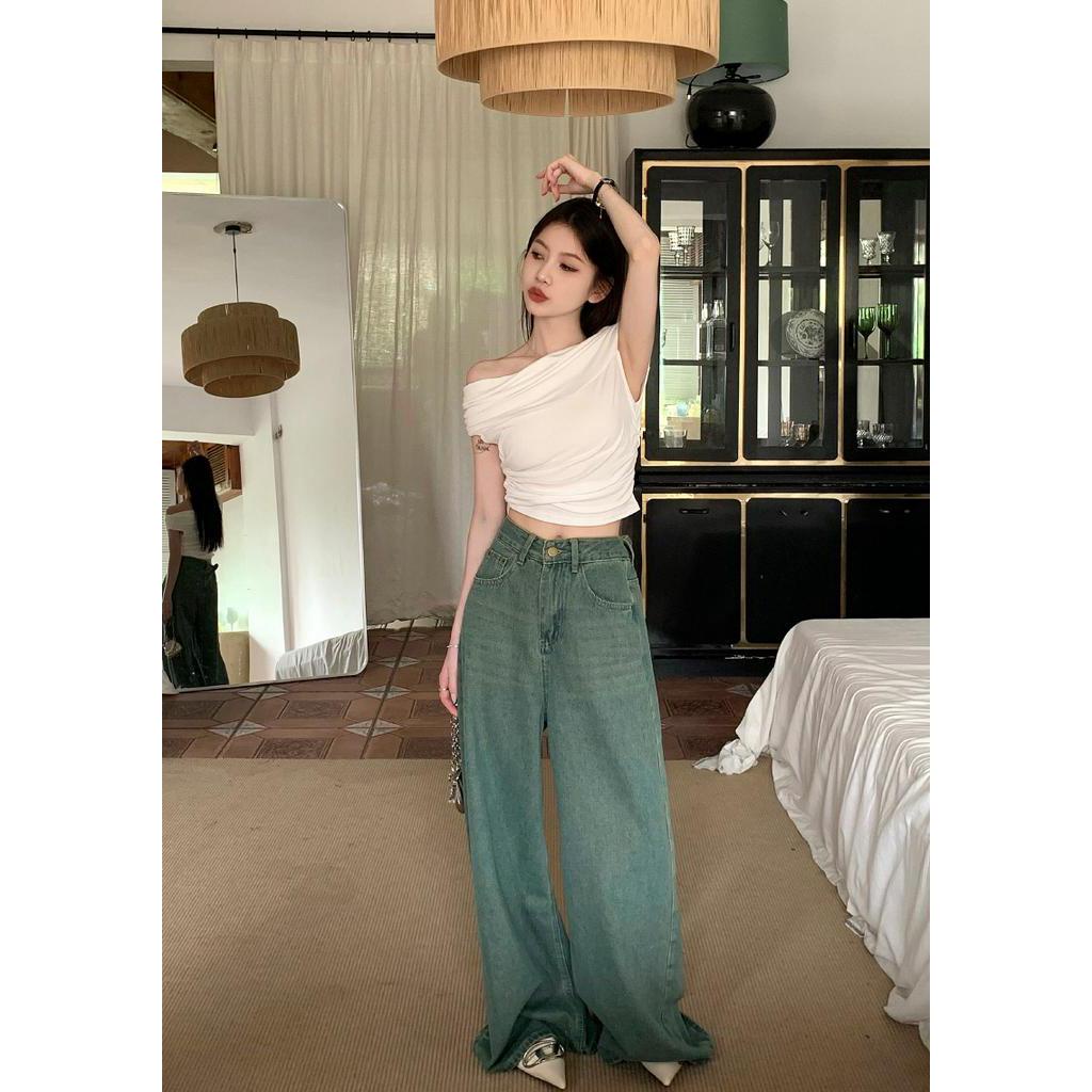 Quần Denim Ống Rộng Trọng Lượng Nhẹ Thời Trang Mùa Hè 63952