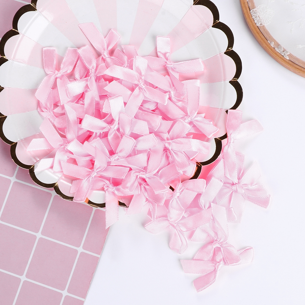 Set 100 nơ ruy băng satin trang trí đồ thủ công