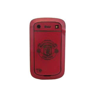Miếng dán da Blackberry Bold 9900 đỏ mịn khắc logo MU
