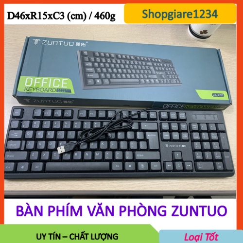 Bàn phím văn phòng, bàn phím có dây Zuntuo ZK -200- Phím bấm siêu êm- BH 12 T