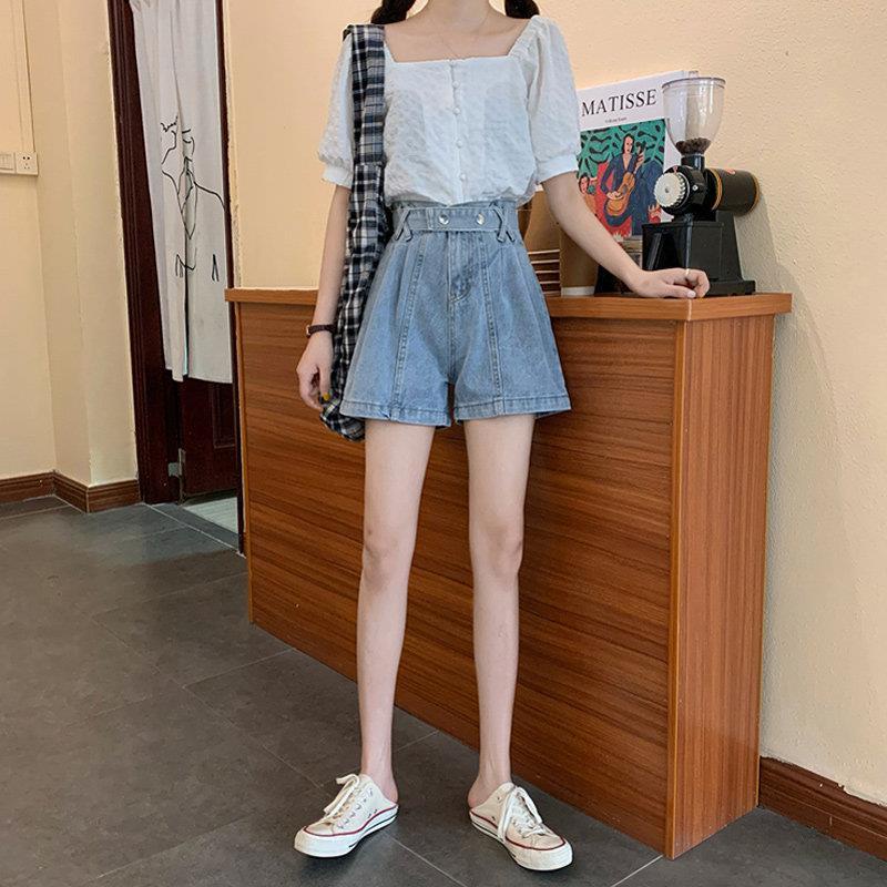 Quần Short Jeans Lưng Cao Thời Trang Cho Nữ