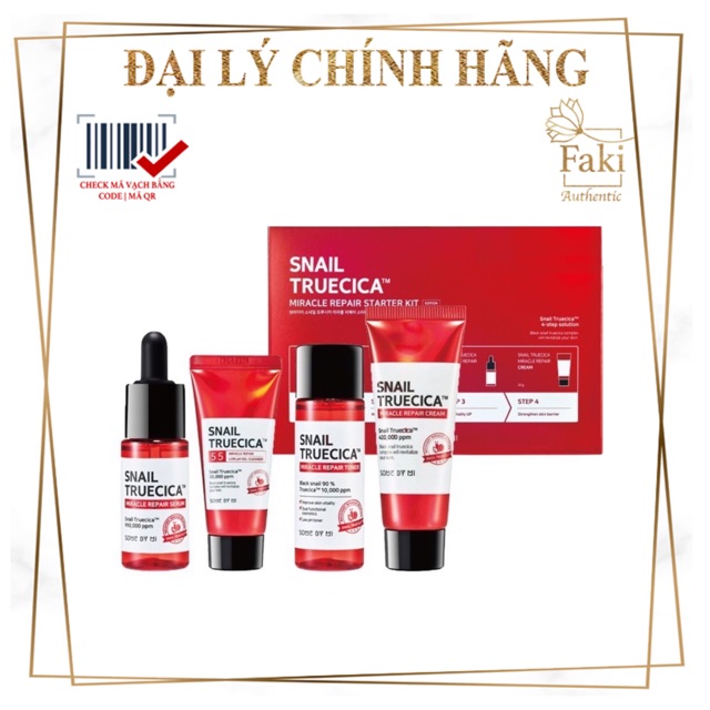 Bộ kit phục hồi, mờ sẹo Some By Mi Snail 4 món