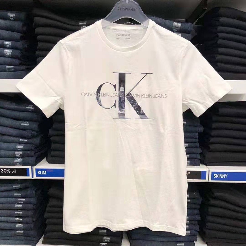 Áo Thun cotton Tay Ngắn Cổ Tròn In Chữ logo Calvin Klein Trẻ Trung Hợp Thời Trang Cho Nam
