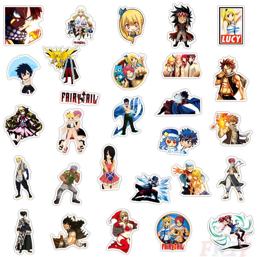 Bộ 100 miếng hình dán họa tiết Anime Fairy Tail chống thấm nước