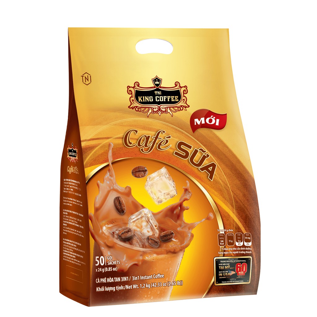 Combo 3 Cà Phê Sữa Hòa Tan 3IN1 KING COFFEE - Túi 50 gói x 24g