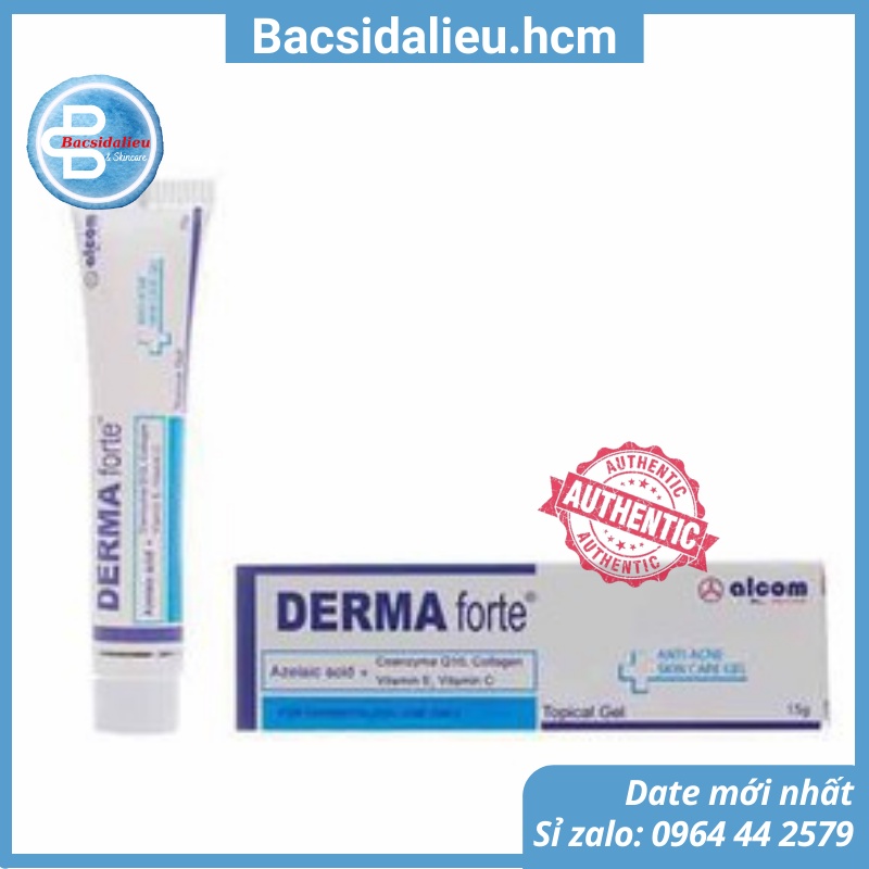 Derma Forte Gel Azelaic acid, Vitamin C - Giúp Giảm Thâm Mụn, Dưỡng Trắng, Megaduo (15g)