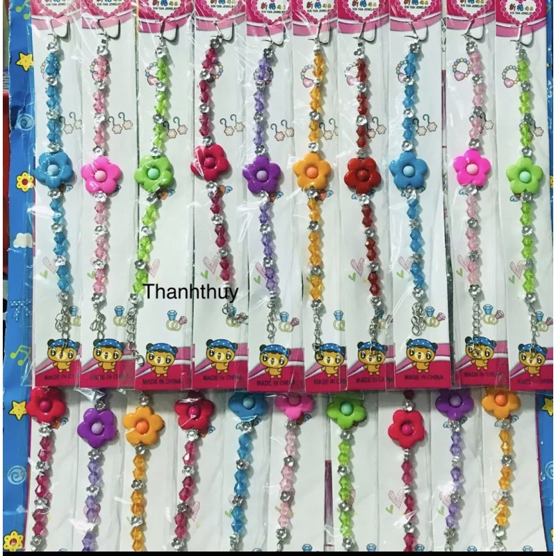 Set 10 Dây Lắc Tay Bé Gái Nhiều Mẫu Siêu Xinh (Dài 18cm, có mắc xích thay đổi theo tay Bé)