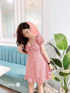 Đầm hoa nhí dáng xoè 2 màu