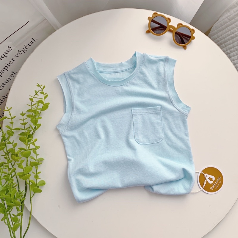 Áo phông ba lỗ Tank Top cotton xước bé trai bé gái-MS33