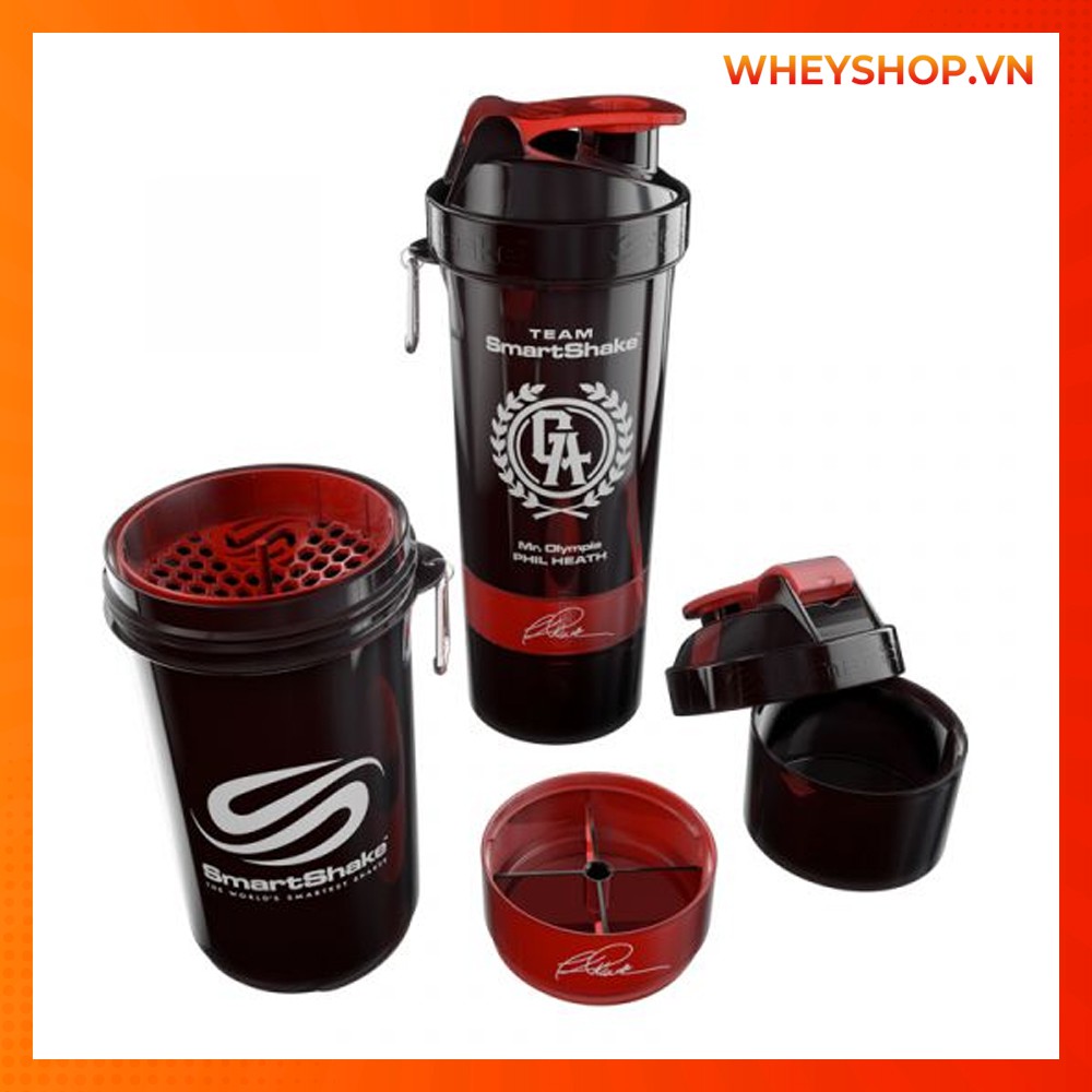 Bình Lắc Shaker Tập Gym 3 Ngăn SMARTSHAKE CHỮ KÝ 800ml ( 3 Màu )