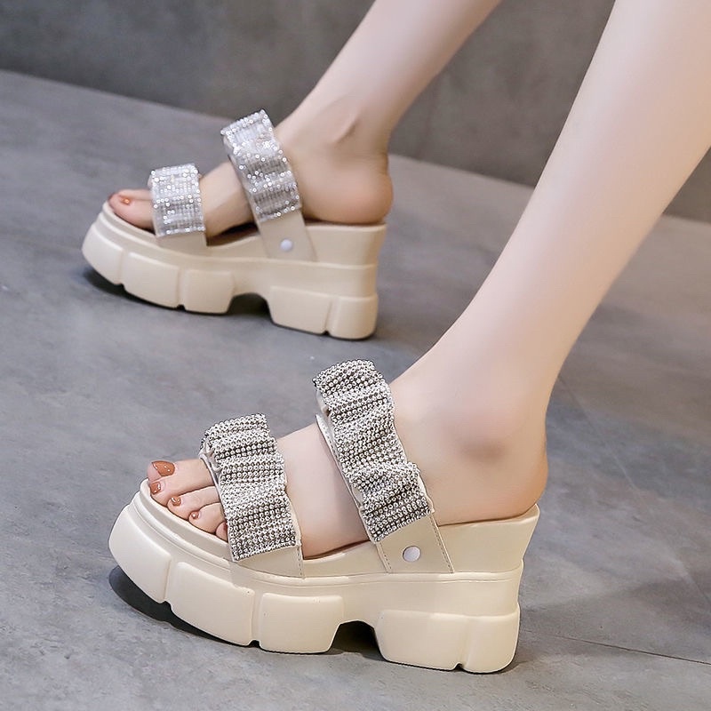 GIÀY Bánh Mỳ quai bèo nhún tag đá đế cao 10cm