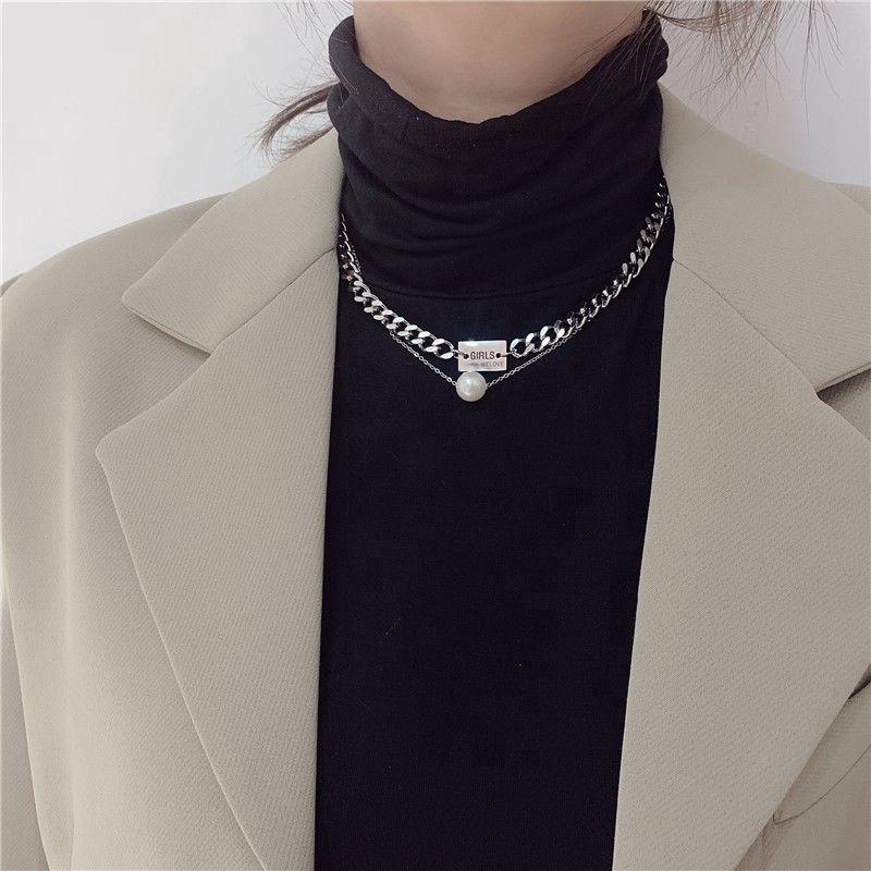 Dây Chuyền Thép Titan Hai Lớp Phong Cách Hiphop Độc Đáo Cá Tính