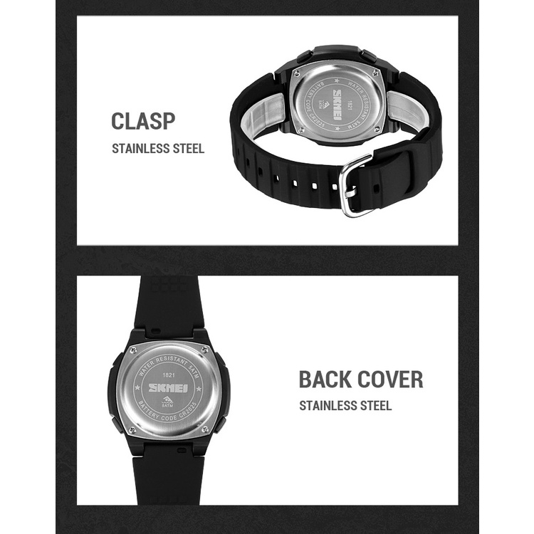 Đồng Hồ Điện Tử Hiển Thị Thời Gian Kép SKMEI 50M Chống Nước Có Đèn LED Cho Nam