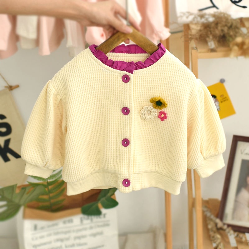 Áo Khoác Cardigan Len Dày Cài Nút Thời Trang Xuân Thu Cho Bé Gái