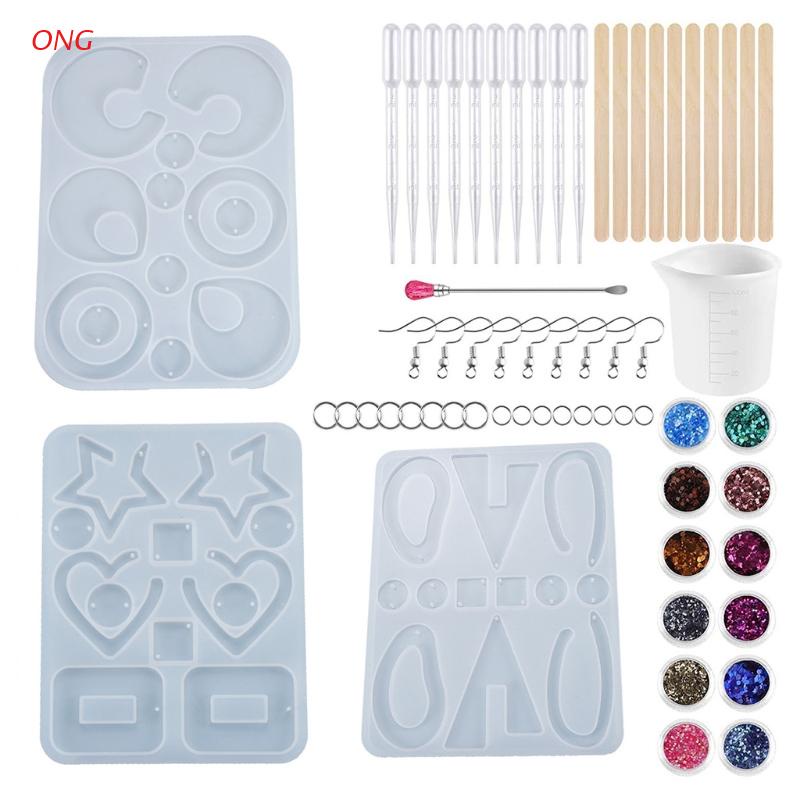 Bộ 157 Khuôn Silicone Làm Khuyên Tai Nhựa Resin Epoxy Diy Thời Trang
