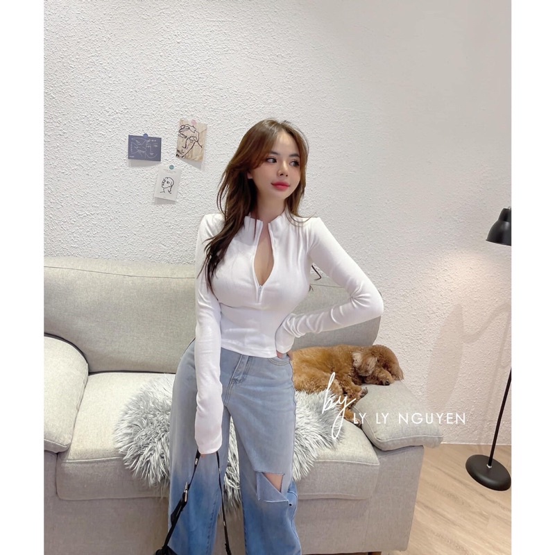 Áo len khoá ngực