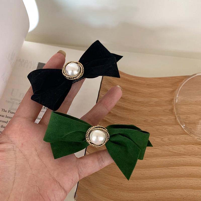 Kẹp tóc nơ đính ngọc trai giả thanh lịch thời trang