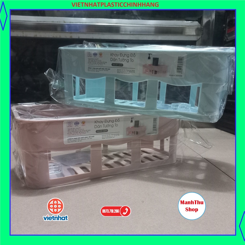 Khay đựng vật dụng nhà tắm nhà bếp dán tường Việt Nhật  2 size, Khay đựng đồ đa năng nhựa PP cao cấp