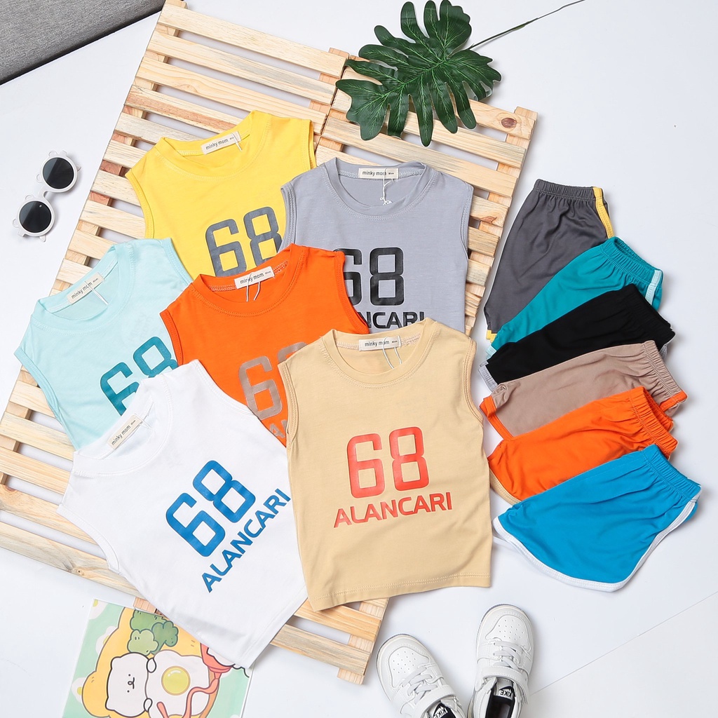 Bộ sát nách thun lạnh minkymom mẫu in số cho bé