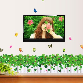 Decal dán tường hàng rào xanh