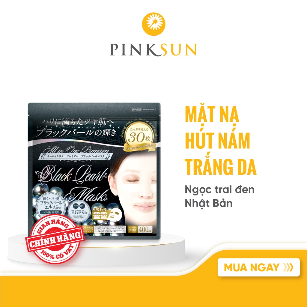 Mặt Nạ Cao Cấp Tinh Chất Ngọc Trai Đen - Black Pearl Mask Nhật Bản (Gói 30 Miếng)