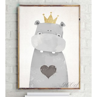 Tranh canvas treo tường Cartoon cute Hippo 1
