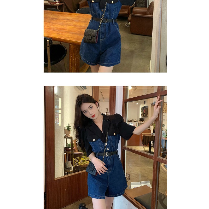 Jumpsuit denim dạng ngắn thời trang nữ mùa hè