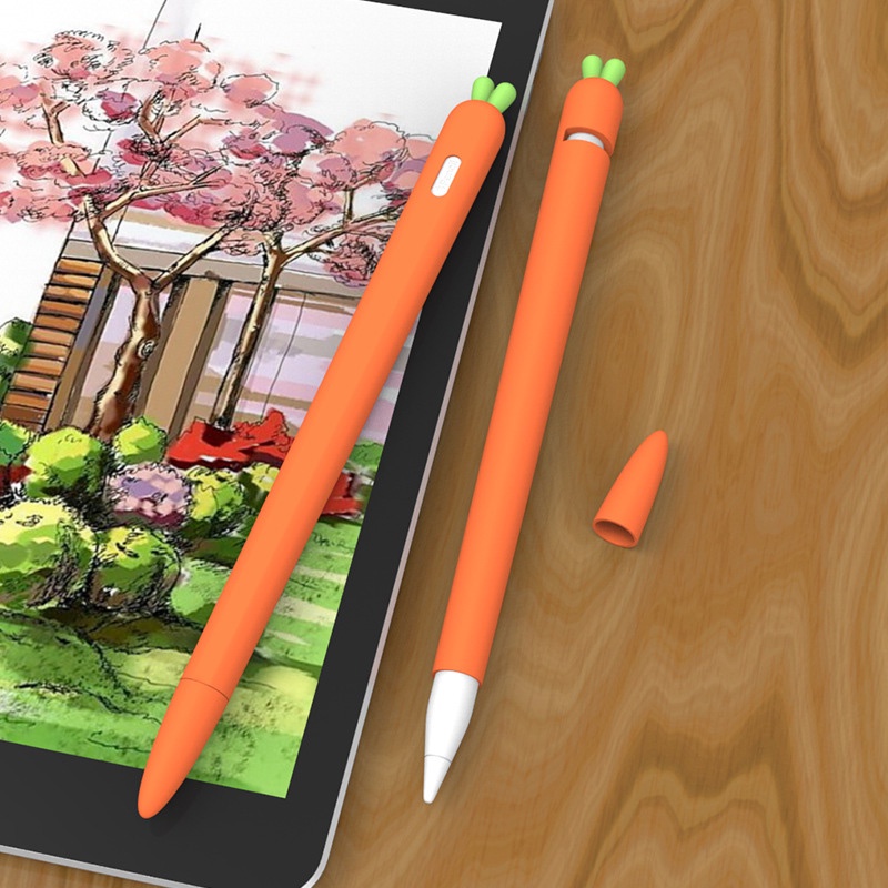 Vỏ Bảo Vệ Bằng Silicon Hình Củ Cà Rốt Thích Hợp Cho Apple Pencil 1 2