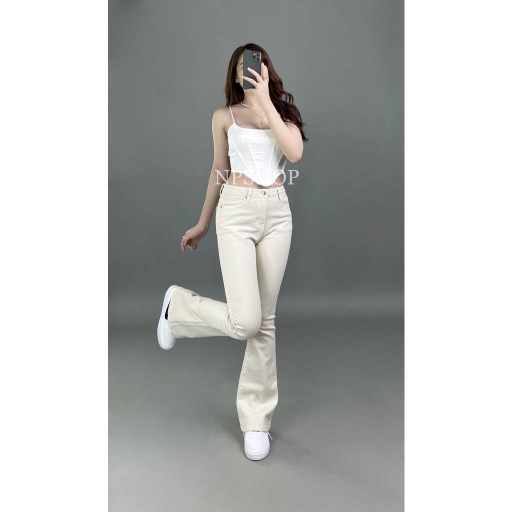 Quần jean nữ ống loe lưng cao nhiều màu nổi bật NPQ054