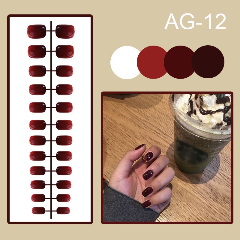 Set 24 móng tay giả mini màu sắc xinh xắn