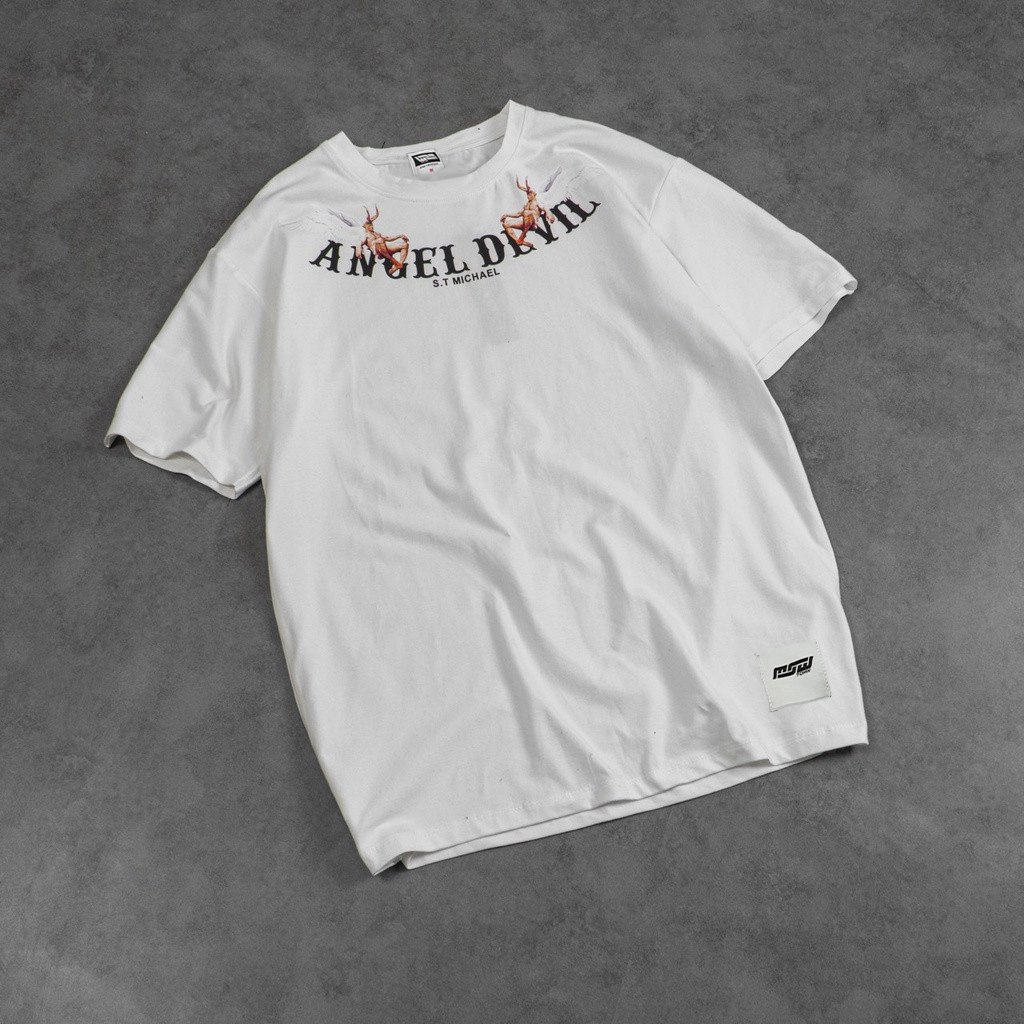 Áo thun tay lỡ Angel Devil , áo thun cotton nam nữ unisex ZAHA97store