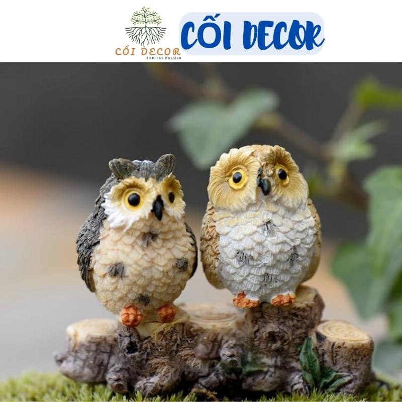 Tiểu cảnh mini ❤️H053 ❤️ Cú mèo trang trí tiểu cảnh, sen đá, terrarium